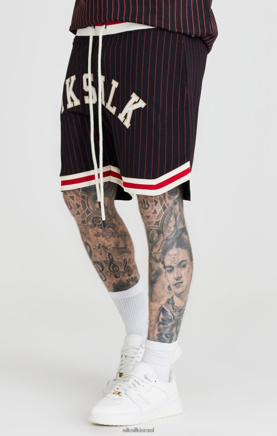SikSilk לבוש 008V2F609 קצר כדורסל קלאסי רטרו שחור גברים