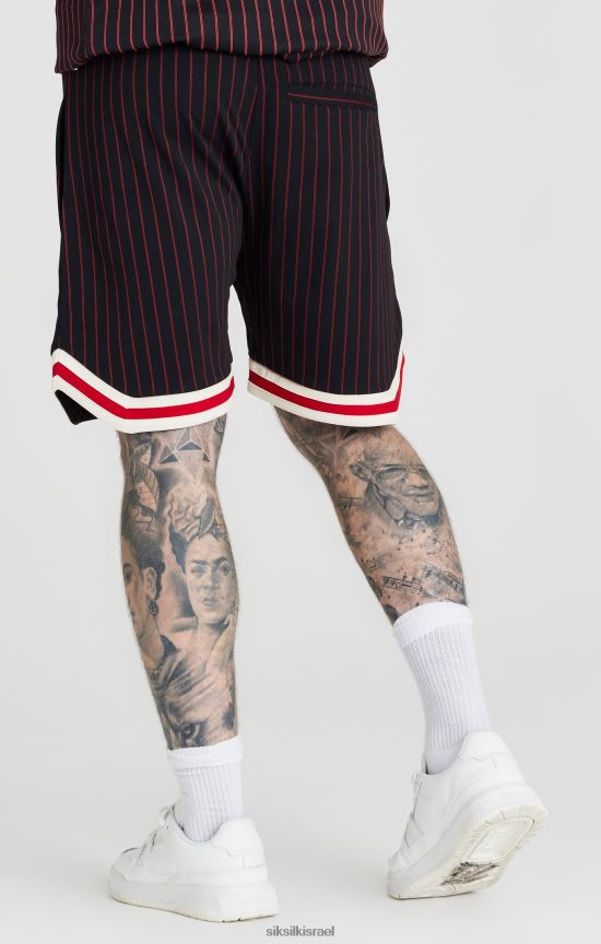 SikSilk לבוש 008V2F609 קצר כדורסל קלאסי רטרו שחור גברים