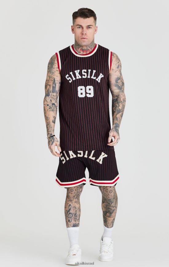 SikSilk לבוש 008V2F609 קצר כדורסל קלאסי רטרו שחור גברים