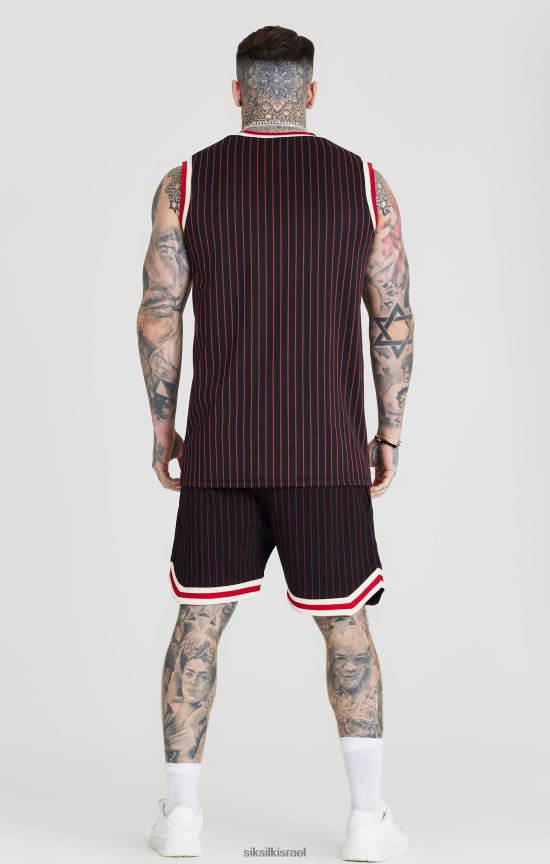 SikSilk לבוש 008V2F609 קצר כדורסל קלאסי רטרו שחור גברים
