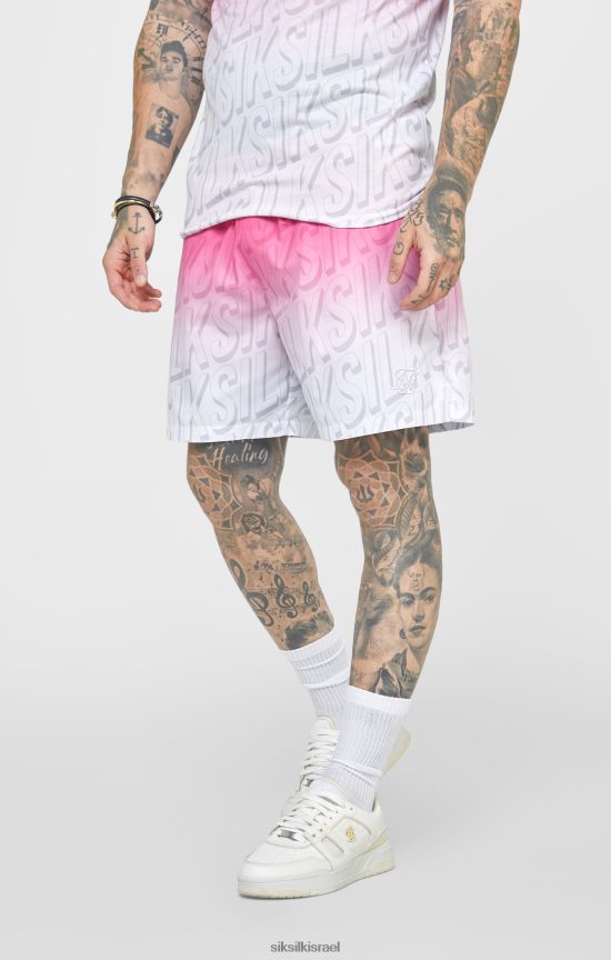 SikSilk לבוש 008V2F614 לוגו ורוד דהייה לשחות קצר גברים