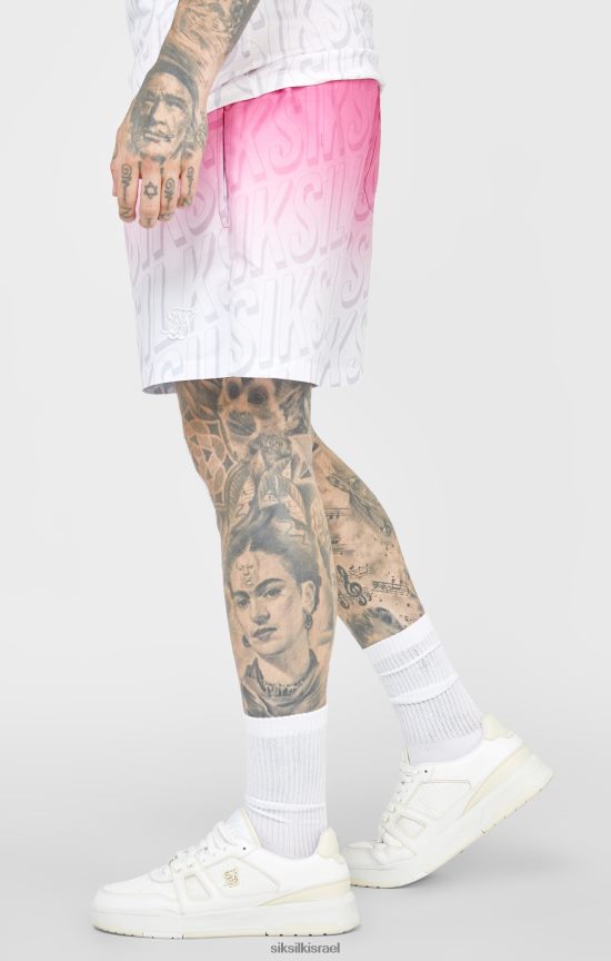 SikSilk לבוש 008V2F614 לוגו ורוד דהייה לשחות קצר גברים