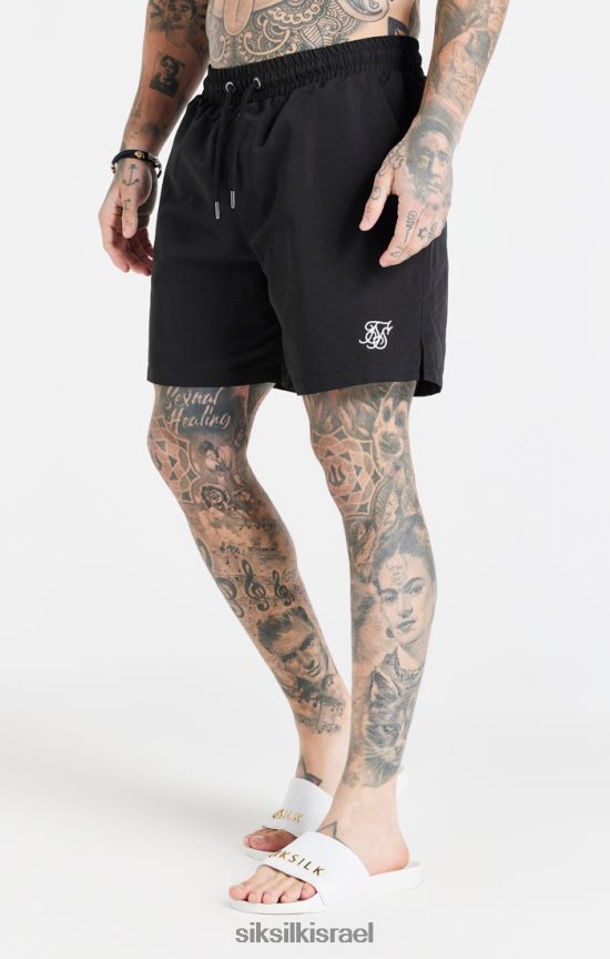 SikSilk לבוש 008V2F617 שחור חיוני לשחייה קצר גברים
