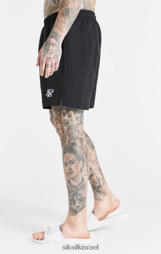SikSilk לבוש 008V2F617 שחור חיוני לשחייה קצר גברים
