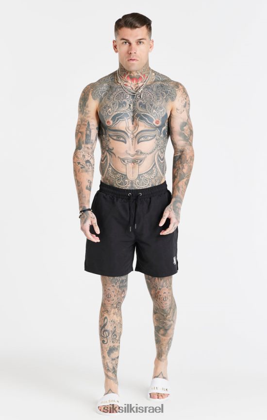 SikSilk לבוש 008V2F617 שחור חיוני לשחייה קצר גברים