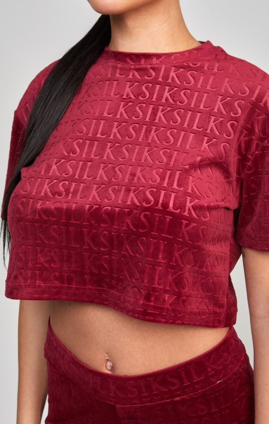 SikSilk לבוש 008V2F62 חולצת טריקו בגזרת קטיפה ורודה נשים
