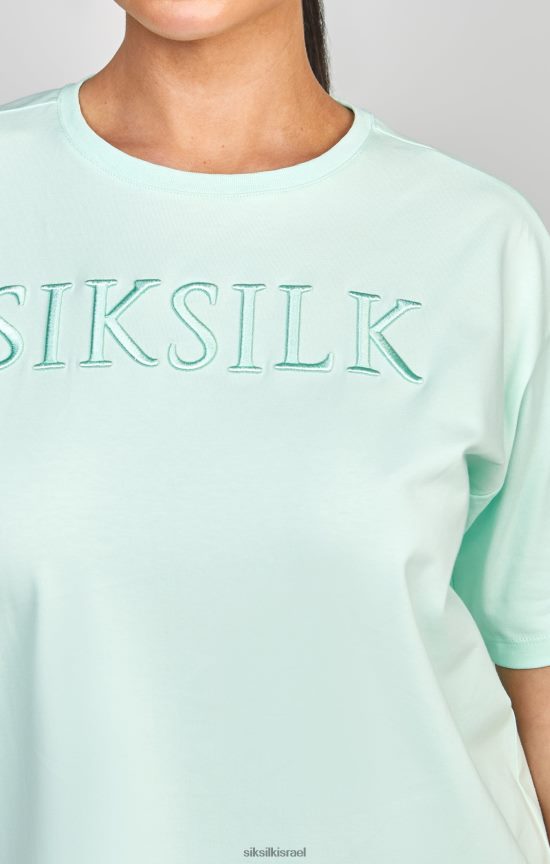 SikSilk לבוש 008V2F64 חולצת טריקו של חבר רקום מנטה נשים