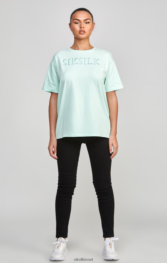 SikSilk לבוש 008V2F64 חולצת טריקו של חבר רקום מנטה נשים