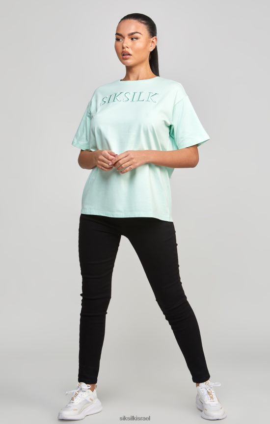 SikSilk לבוש 008V2F64 חולצת טריקו של חבר רקום מנטה נשים