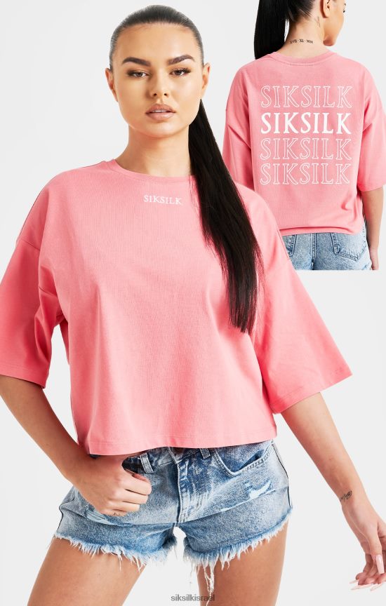 SikSilk לבוש 008V2F65 חולצת טריקו עם לוגו חוזר ורוד נשים