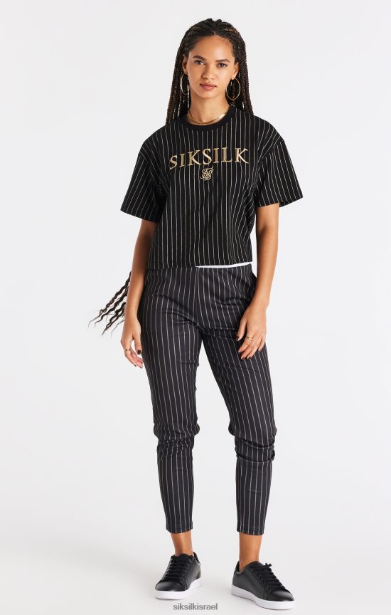 SikSilk לבוש 008V2F66 חולצת טריקו שחורה עם פסים נשים