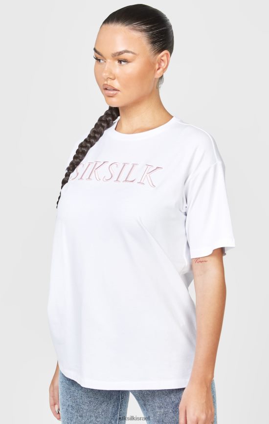 SikSilk לבוש 008V2F69 חולצת טריקו של חבר רקום לבן נשים