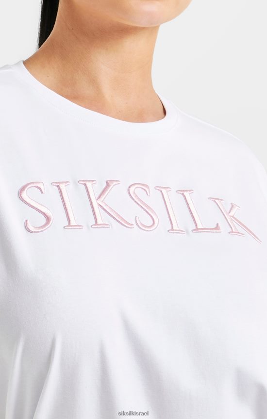 SikSilk לבוש 008V2F69 חולצת טריקו של חבר רקום לבן נשים