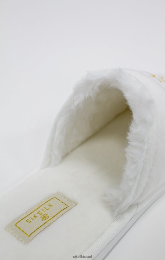 SikSilk הַנעָלָה 008V2F6 כפכף לבן עם לוגו רקום גברים