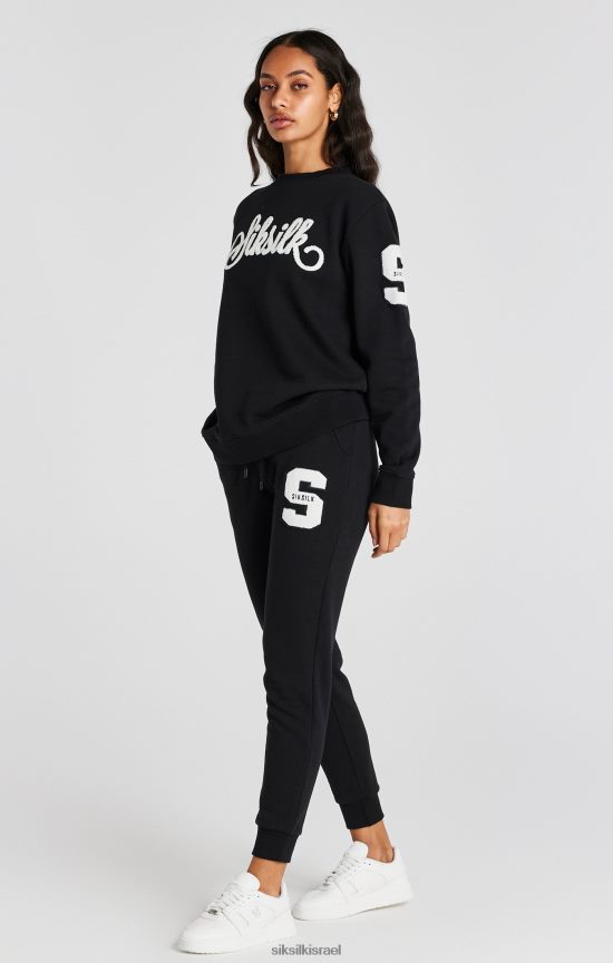 SikSilk לבוש 008V2F76 סווטשירט שחור לוגו של האוניברסיטה נשים