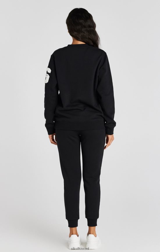 SikSilk לבוש 008V2F76 סווטשירט שחור לוגו של האוניברסיטה נשים