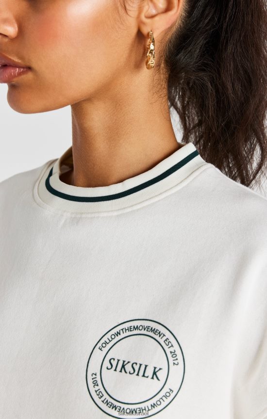 SikSilk לבוש 008V2F78 סווטשירט ecru crop נשים