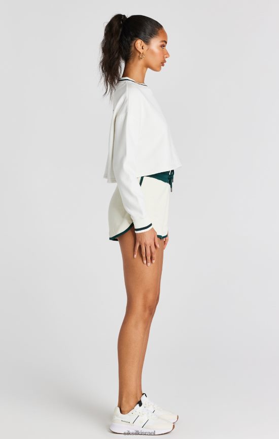 SikSilk לבוש 008V2F78 סווטשירט ecru crop נשים
