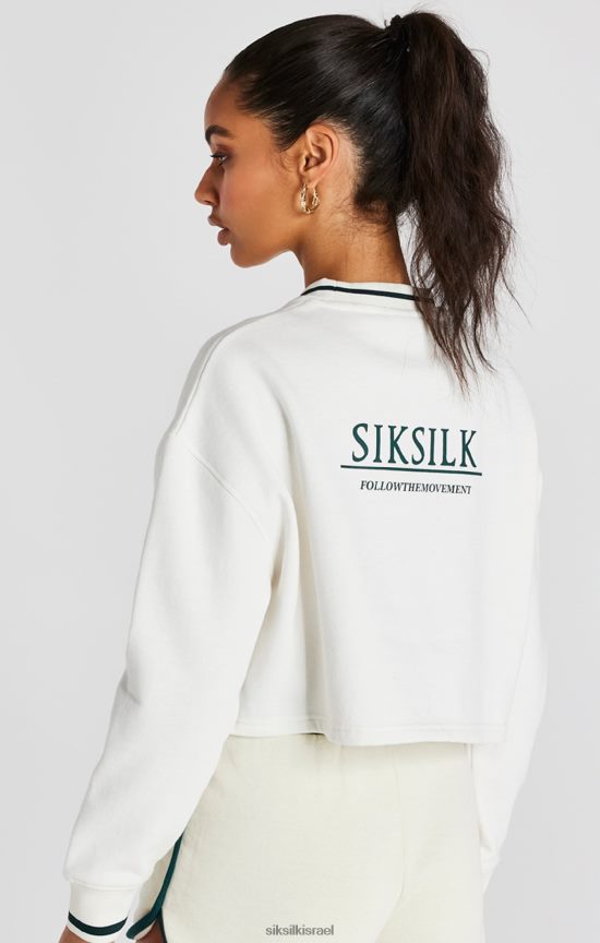 SikSilk לבוש 008V2F78 סווטשירט ecru crop נשים