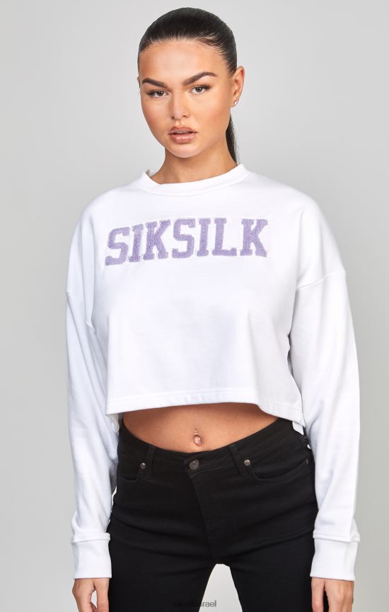 SikSilk לבוש 008V2F84 סווטשירט ורסייטי קרופ לבן נשים