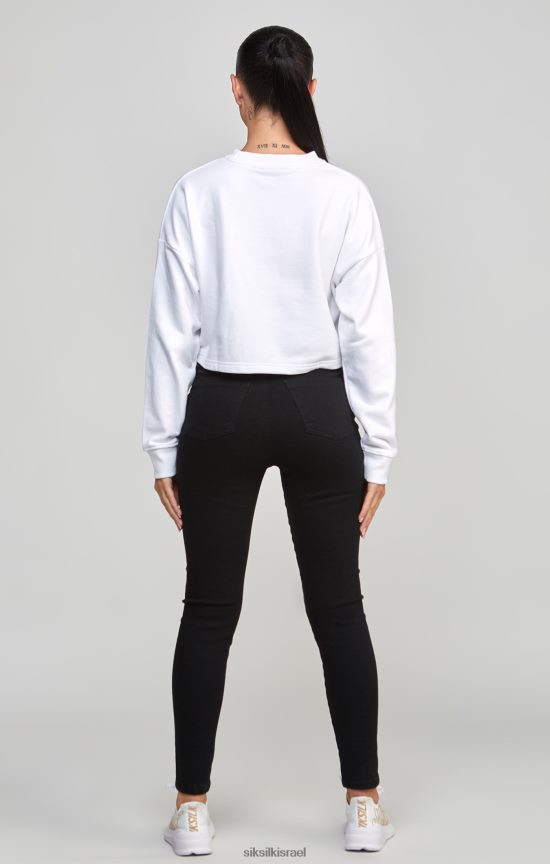 SikSilk לבוש 008V2F84 סווטשירט ורסייטי קרופ לבן נשים