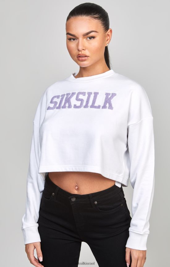 SikSilk לבוש 008V2F84 סווטשירט ורסייטי קרופ לבן נשים