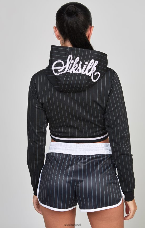 SikSilk לבוש 008V2F85 חלק עליון של מסלול קרופ שחור באוניברסיטה נשים