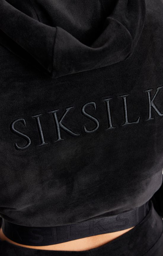 SikSilk לבוש 008V2F94 קפוצ'ון קצוץ קטיפה שחור נשים