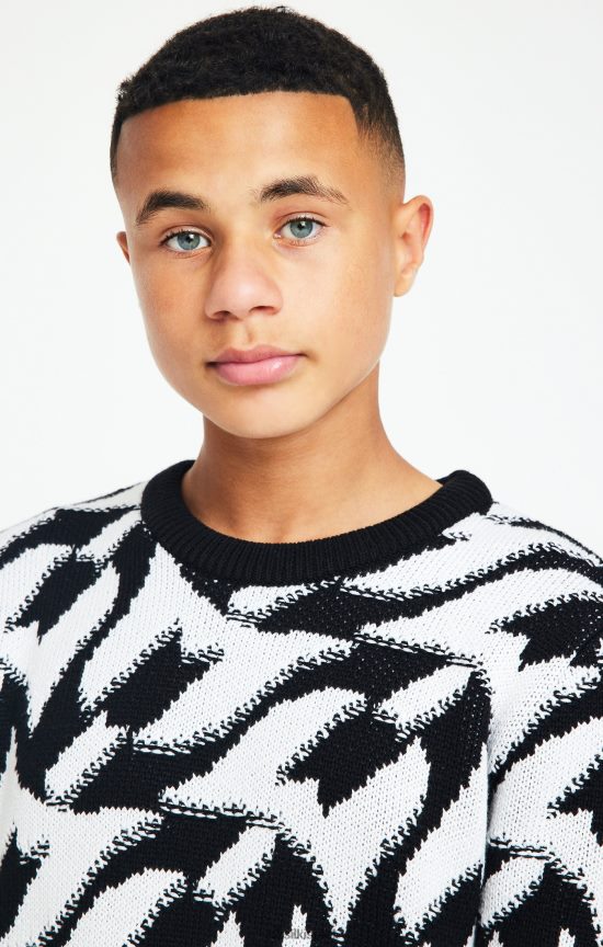 SikSilk x לבוש 008V2F286 מגשר סריג שמנמן של messi שחור בנים