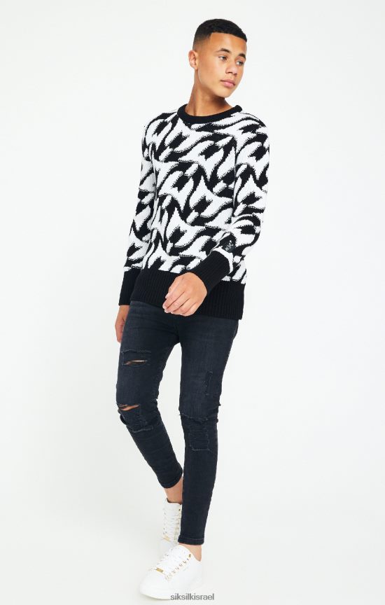 SikSilk x לבוש 008V2F286 מגשר סריג שמנמן של messi שחור בנים