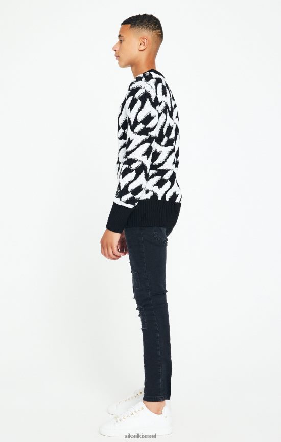 SikSilk x לבוש 008V2F286 מגשר סריג שמנמן של messi שחור בנים