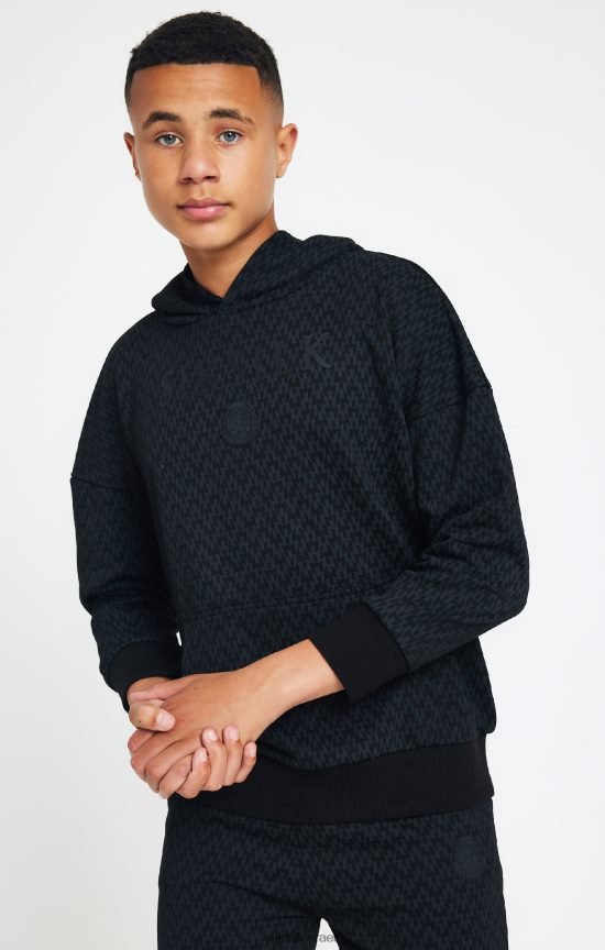 SikSilk x לבוש 008V2F288 קפוצ'ון אוברסייז בהדפס שחור של מסי בנים