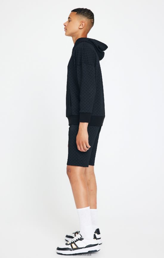 SikSilk x לבוש 008V2F288 קפוצ'ון אוברסייז בהדפס שחור של מסי בנים