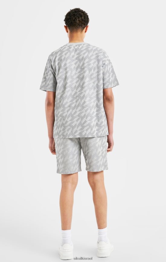 SikSilk x לבוש 008V2F311 מסי הדפס כסף קצר - חוואר אפור בנים
