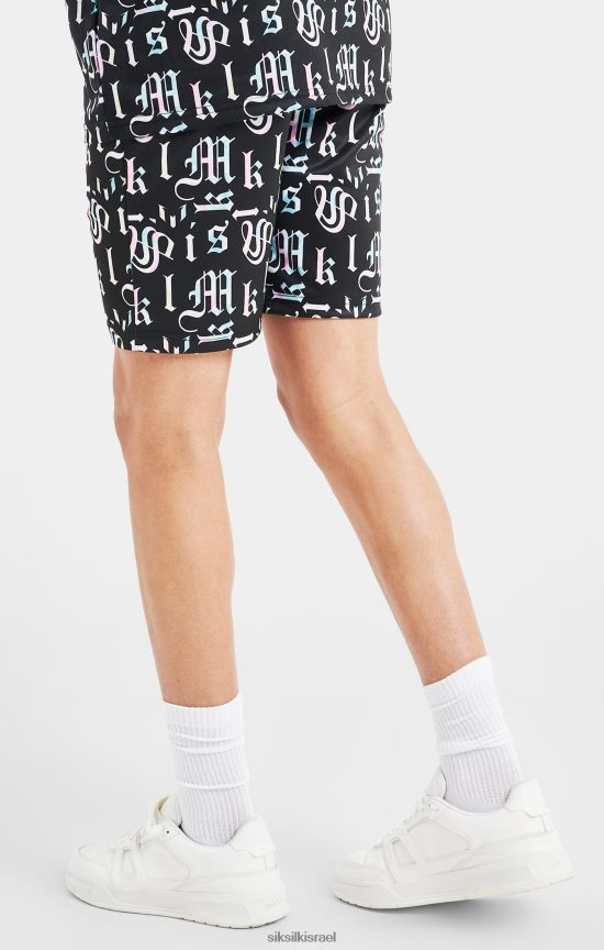 SikSilk x לבוש 008V2F312 מסי שחור מודפס קצר בנים