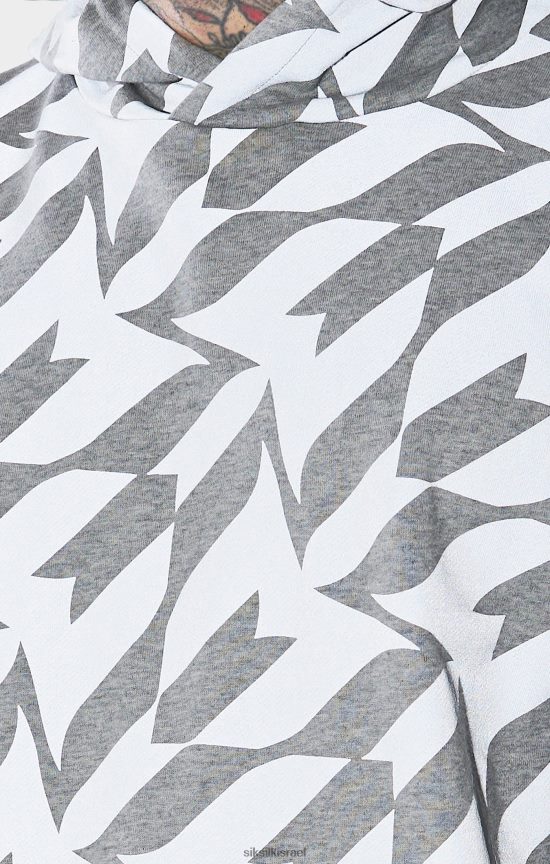 SikSilk x לבוש 008V2F447 קפוצ'ון בהדפס כסף מסי גברים