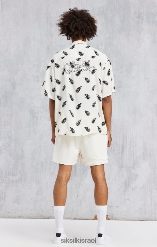 SikSilk x לבוש 008V2F463 חולצת אוברסייז בהדפס ספייס ג'אם אקרו גברים