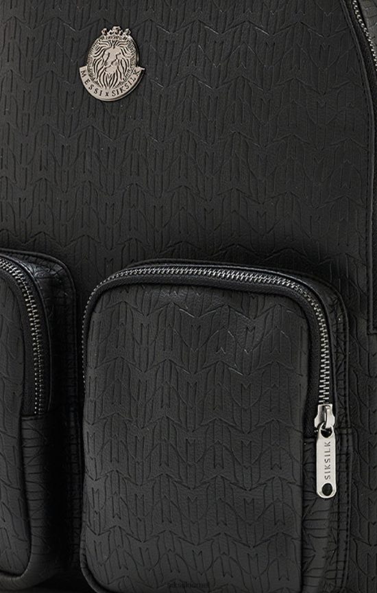 SikSilk x תיק 008V2F618 תיק גב ממותג messi black pu לִשְׁנֵי הַמִינִים